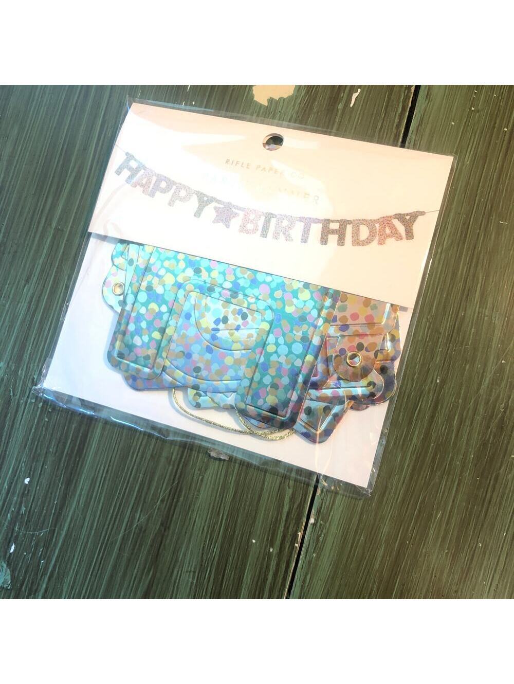 Rifle Paper NEW Happy Birthday Banner Metallic Confetti Pattern